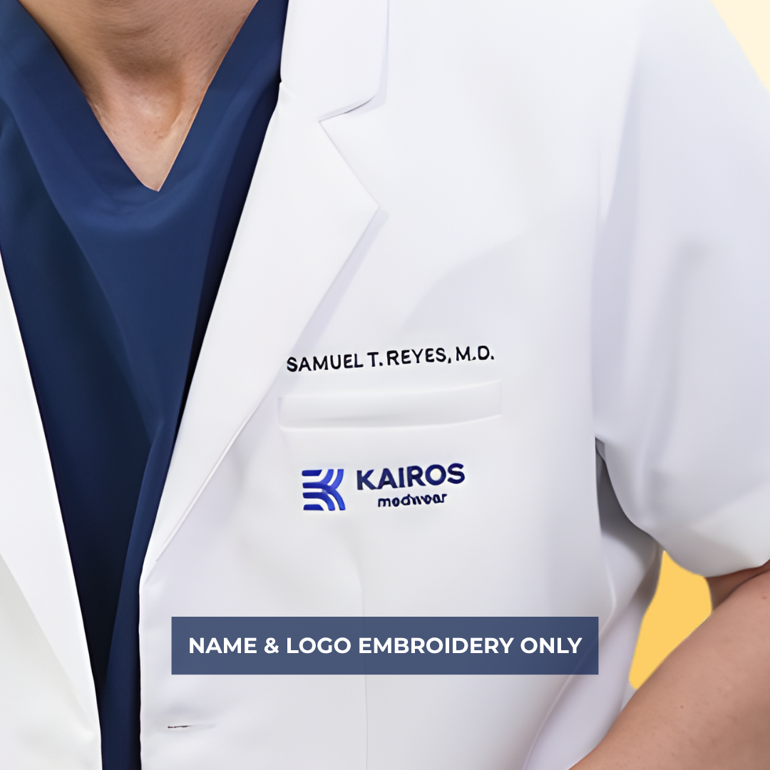 Kairos Medwear EMBROIDERY ONLY ADD-ON for Scrubs and White Coats (NO GARMENT)
