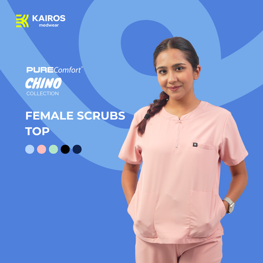 Female Scrubs Top | Chino Collar | Kairos PureComfort