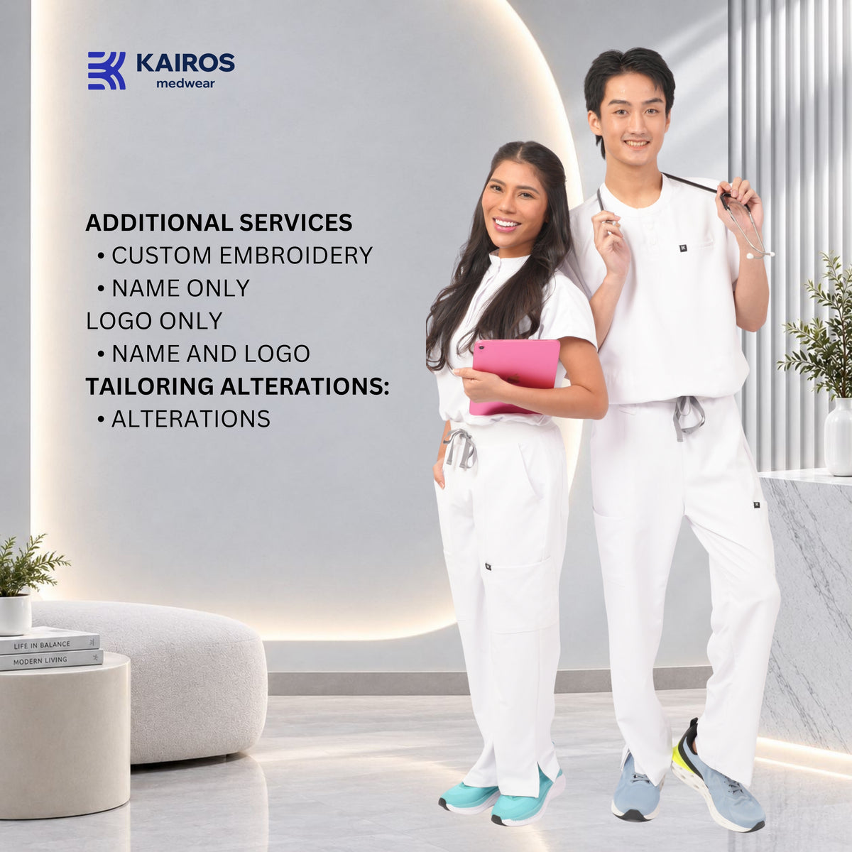 Female Scrubs Pants | Straight Cut with Slit | Kairos Motion+
