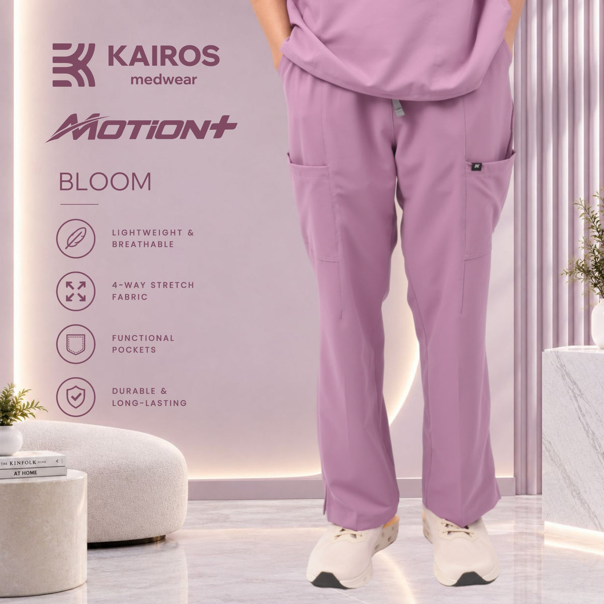 Male Scrubs Pants | Straight Cut with Slit | Kairos Motion+