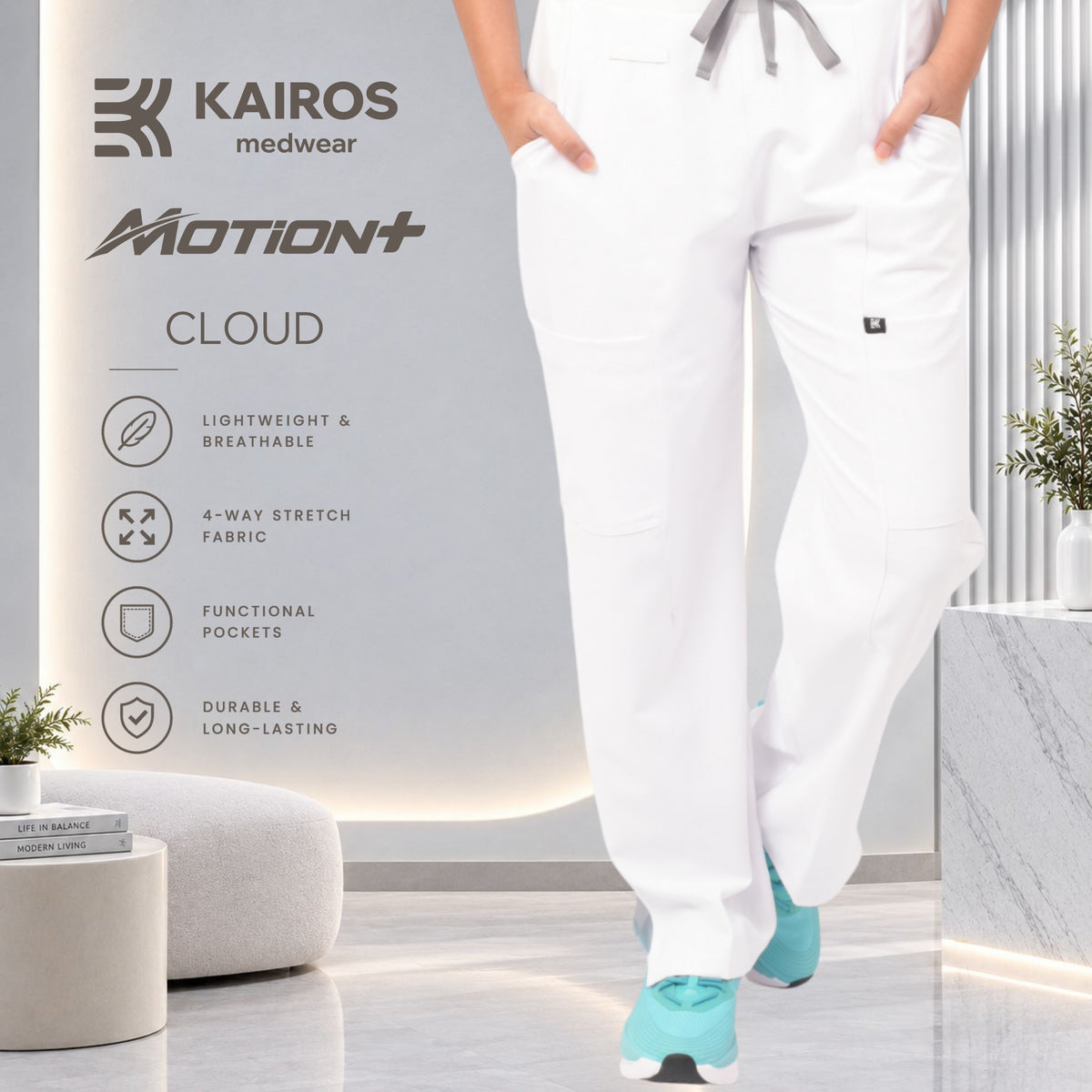 Female Scrubs Pants | Straight Cut with Slit | Kairos Motion+