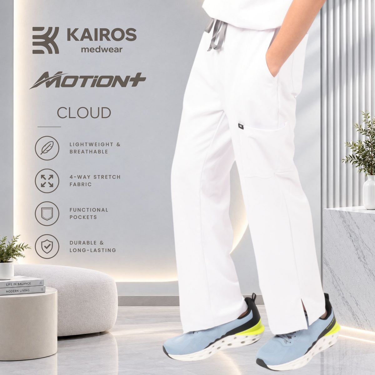 Male Scrubs Pants | Straight Cut with Slit | Kairos Motion+