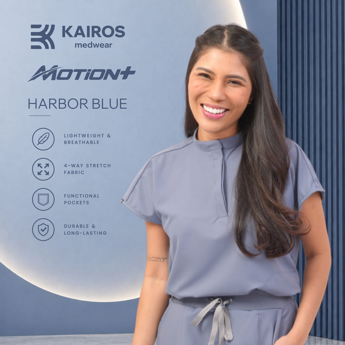Female Scrubs Top | Mandarin Collar | Kairos Motion+