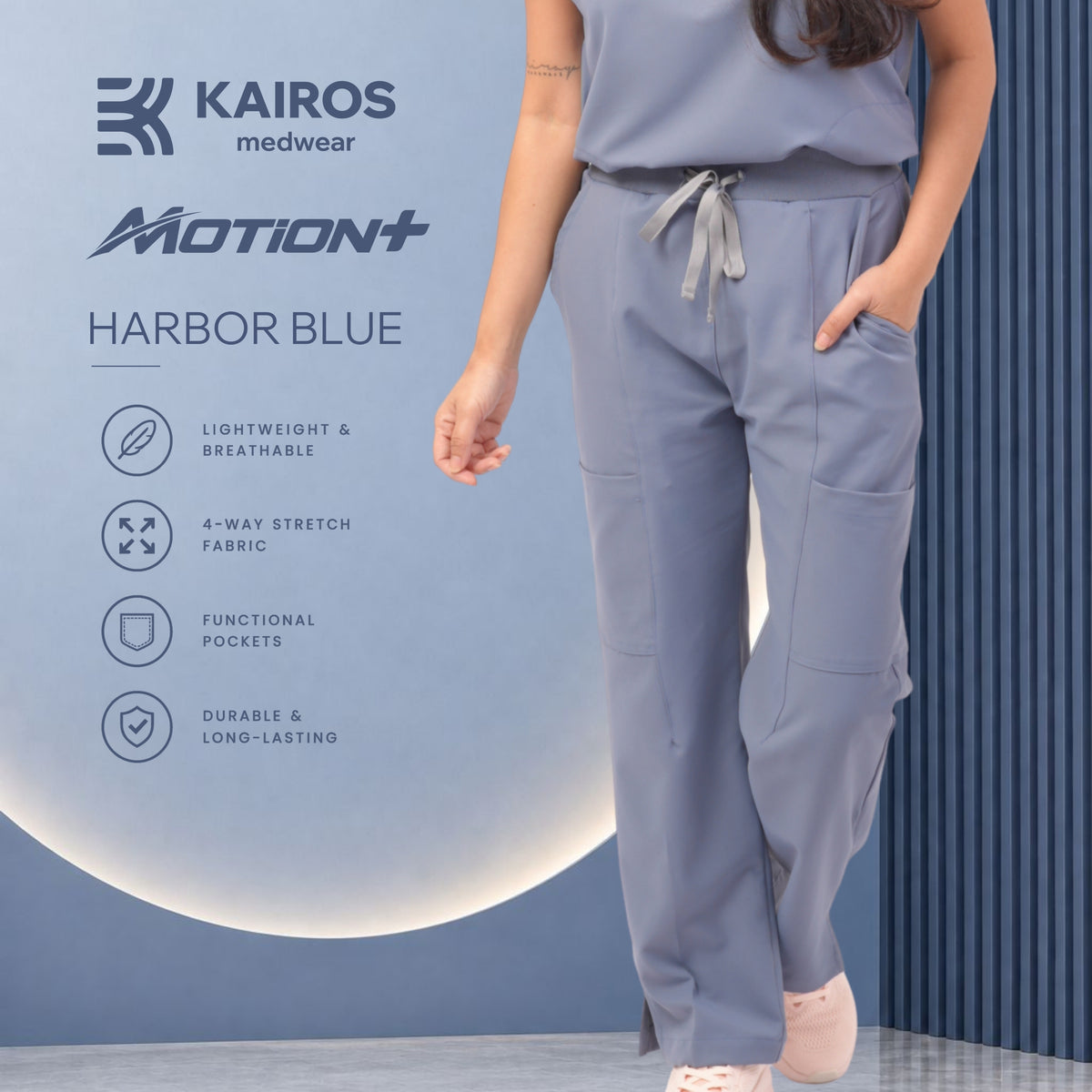 Female Scrubs Pants | Straight Cut with Slit | Kairos Motion+