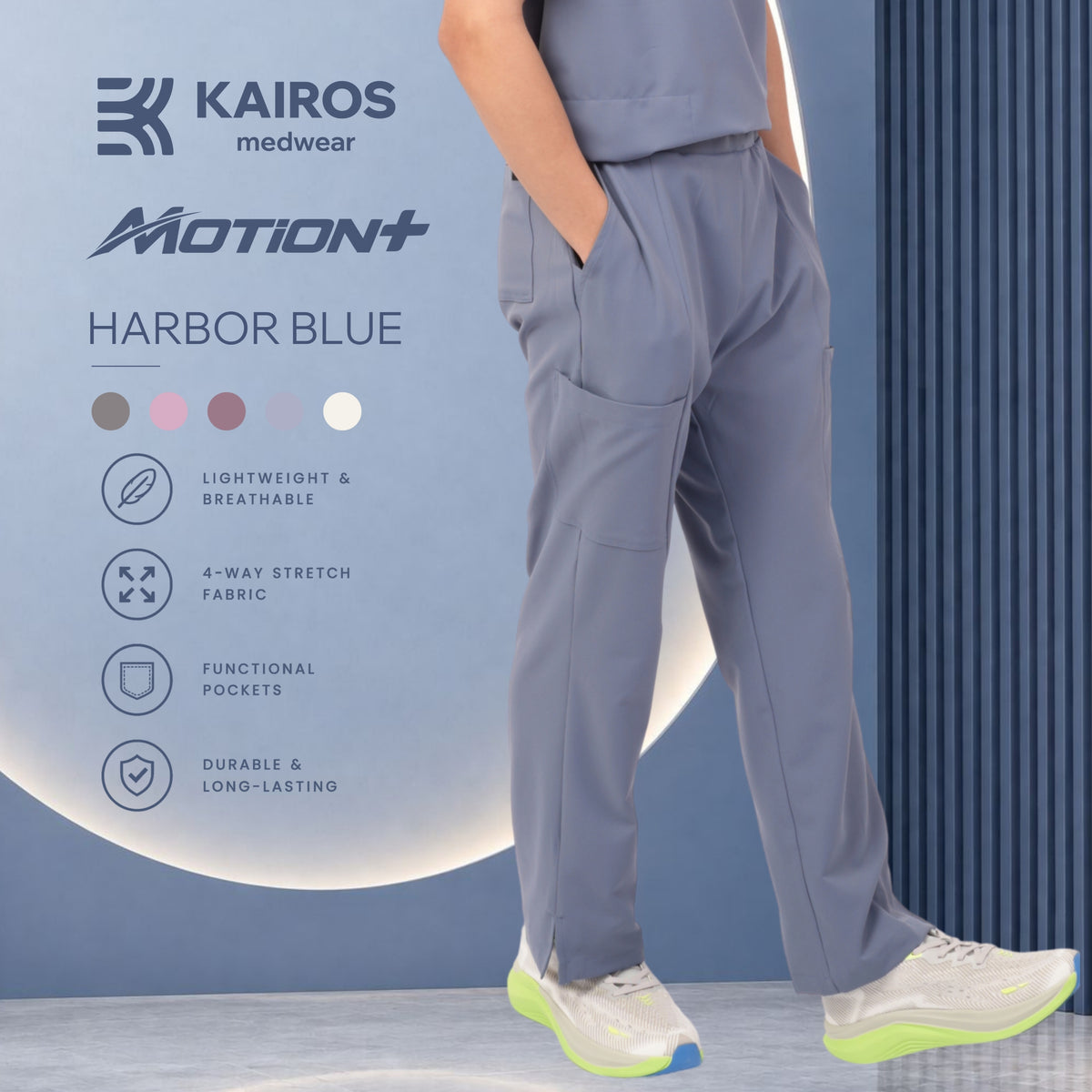 Male Scrubs Pants | Straight Cut with Slit | Kairos Motion+