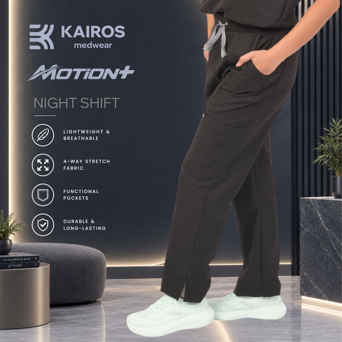 Female Scrubs Pants | Straight Cut with Slit | Kairos Motion+