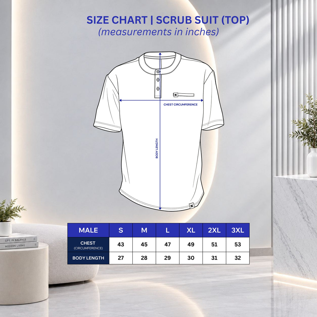 Male Scrubs Top | Chino Collar with Buttons | Kairos Motion+