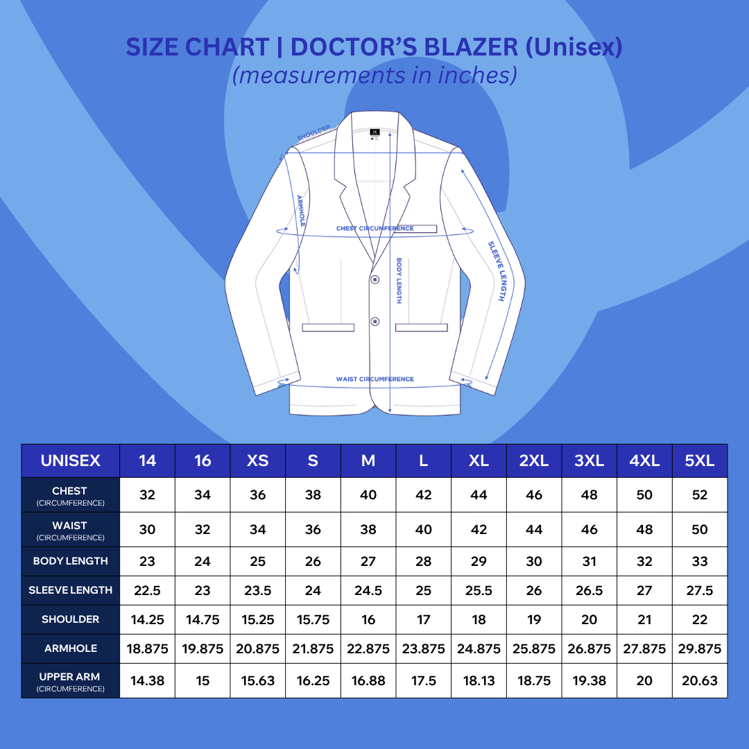 Gabardine Doctor’s Blazer | Unisex Long Sleeves | Kairos Medwear